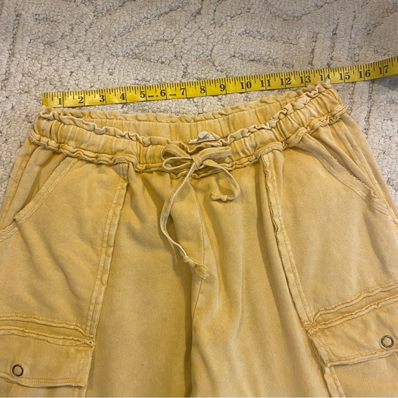 Easel Mustard Yellow Wide Leg Knit Fabric Pant 1X Cotton Boho Baggy Beach - Picture 4 of 8